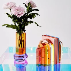 Bow Crystal Bookends Amber Purple