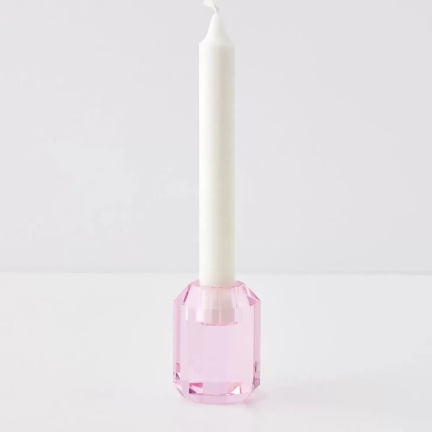 Briolette Crystal Taper Candle Holder Pink