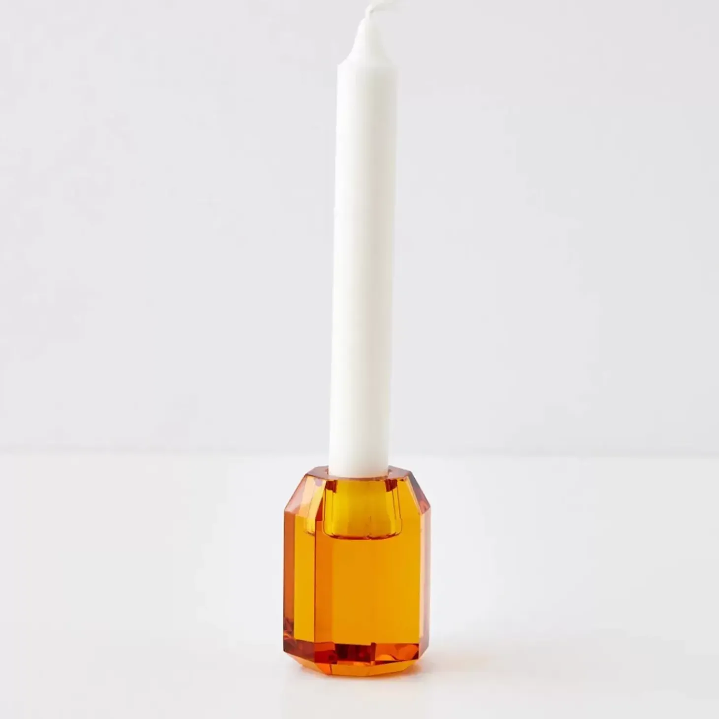 Briolette Crystal Taper Candle Holder Amber