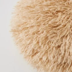 Carmela Faux Fur Circular Accent Cushion Tan