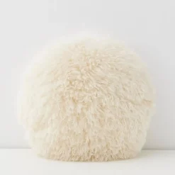 Carmela Faux Fur Circular Accent Cushion Ivory