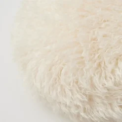 Carmela Faux Fur Circular Accent Cushion Ivory