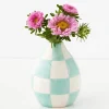Check Ceramic Vase Blue