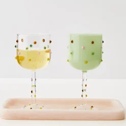 Dotted Wine Glass Green