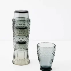 Fish Stackable Glass Set Of 4 Grey