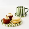 Hand Painted Coffee Cup And Plate Green