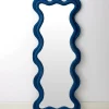 Kinked Wavy Velvet Full Length Mirror Blue