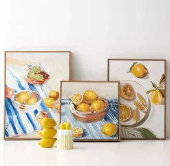 Lemon Picnic Framed Canvas Oil Painting