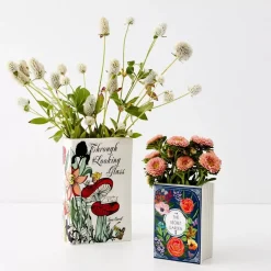 Looking Glass Ceramic Book Vase White