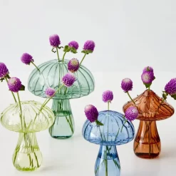 Mushroom Coloured Glass Vase Amber