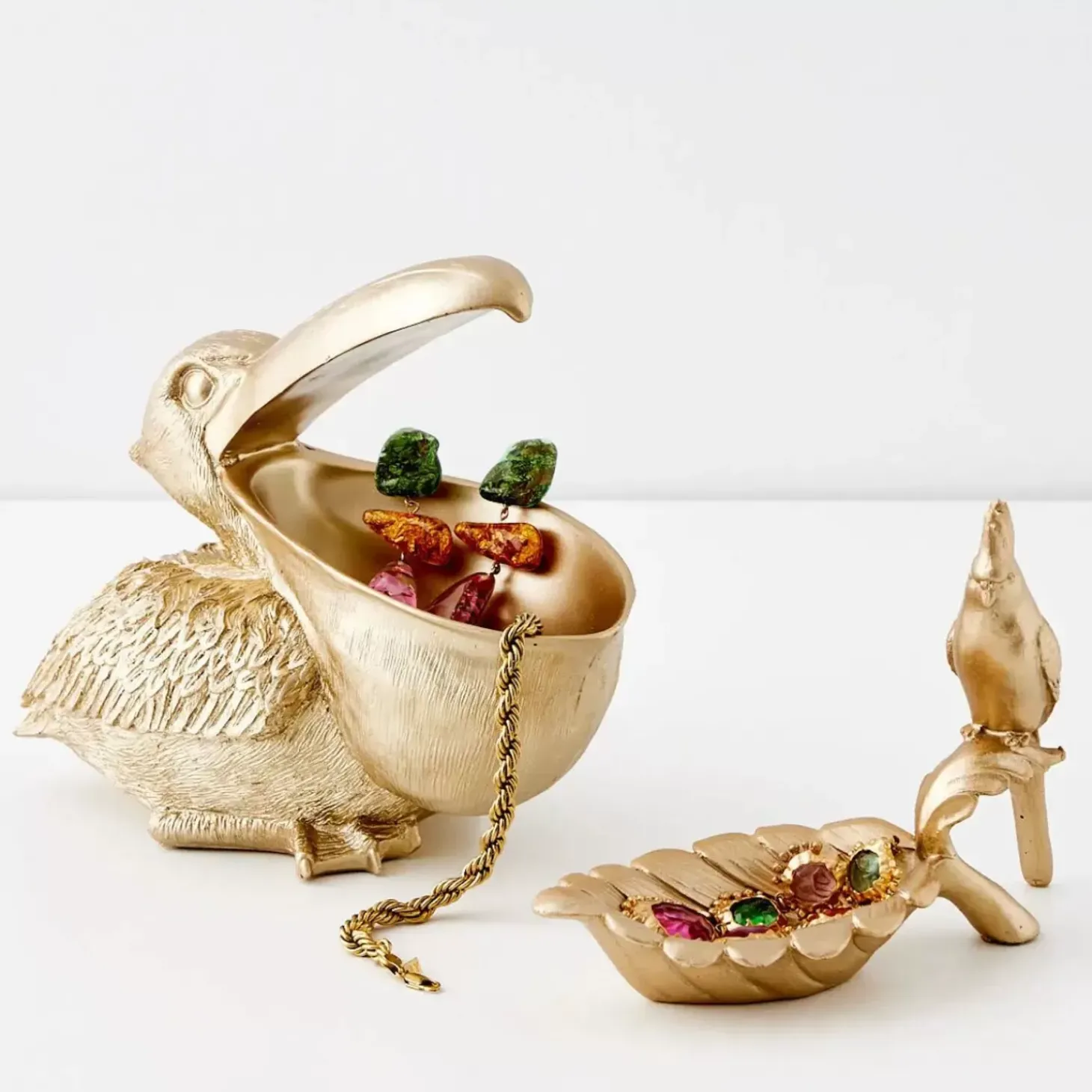Penny The Parrot Resin Decorative Tray Gold
