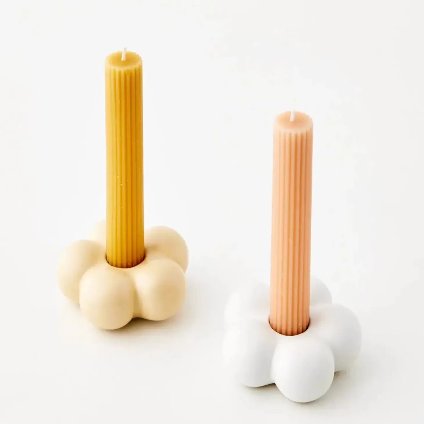 Petal Ceramic Taper Candle Holder Yellow