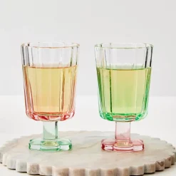 Posie Ribbed Wine Glass Pink