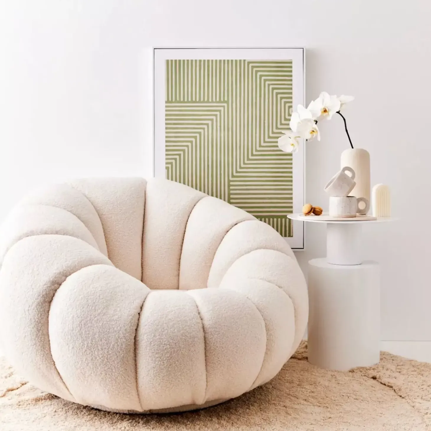 Pumpkin Accent Chair White