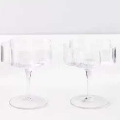Ribbed Flower Champagne Glass Set Of 2