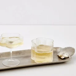 Ribbed Flower Glass Tumbler Wide