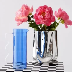 Ribbed Glass Jug Blue
