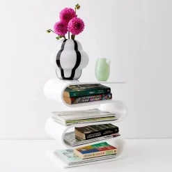 Ribboned Coloured Glass Vase White/Black
