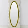 Squiggle Wavy Velvet Full Length Mirror Cream/Green