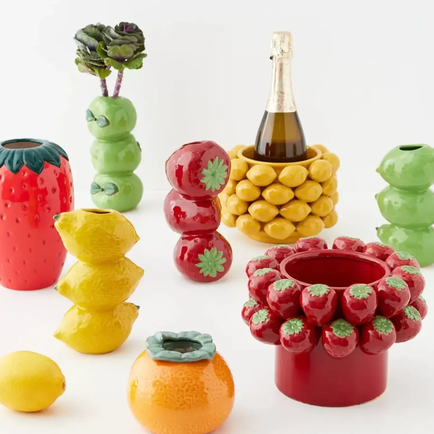 Stacked Lime Ceramic Vase