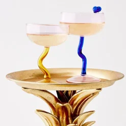 Swirl Stem Cocktail Glass Pink/Amber