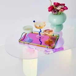 Swirl Stem Cocktail Glass Pink/Amber