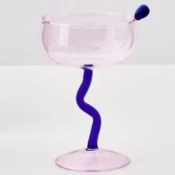 Swirl Stem Cocktail Glass Pink/Blue
