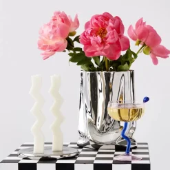 Zigzag Taper Candle White 2 Pack