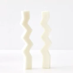 Zigzag Taper Candle White 2 Pack